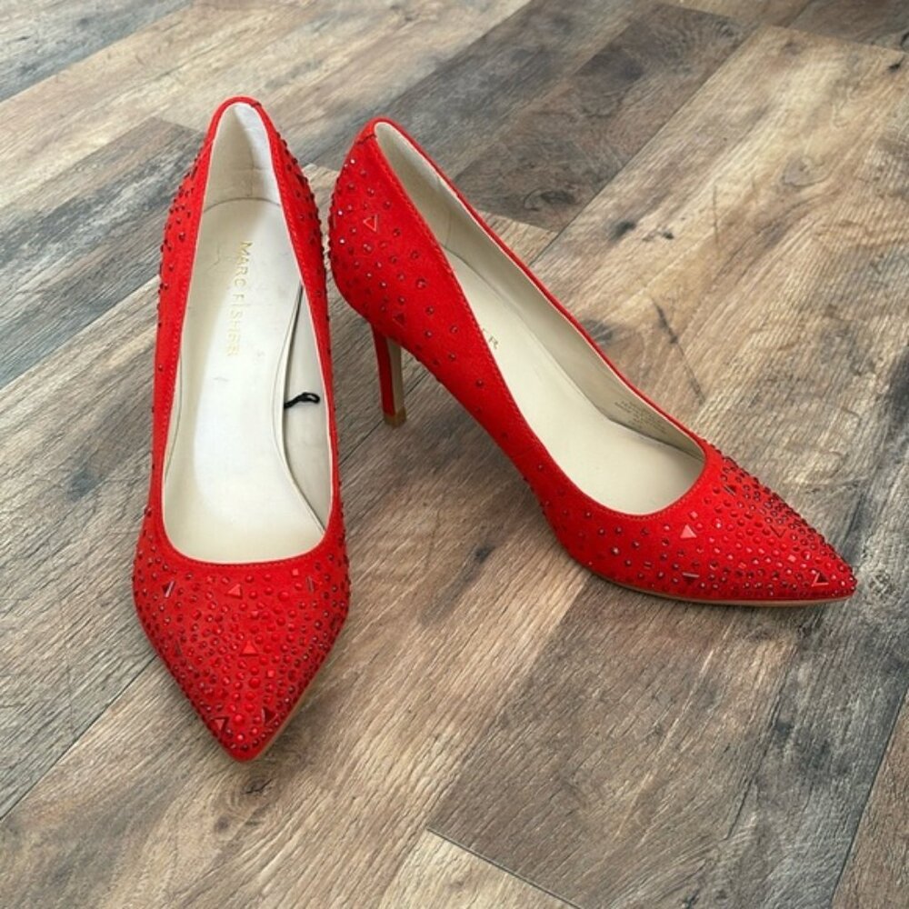 Marc Fisher Red Sexy Studded Valentine’s Day Date Night Heels
